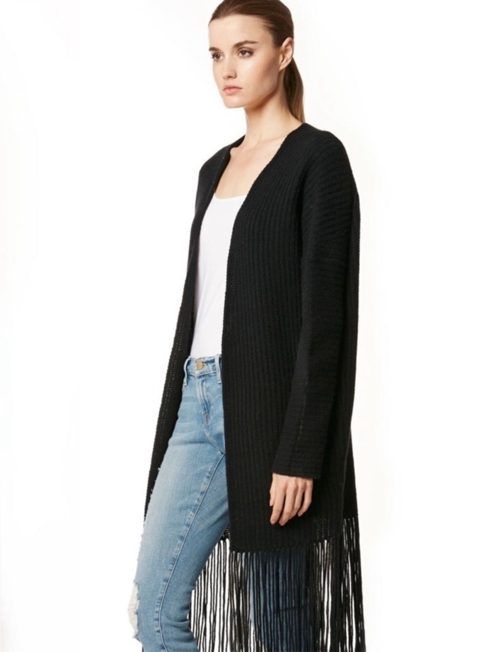 360 Cashmere Wool Cashmere Blend Cardigan Sweater Fringe * Read description*